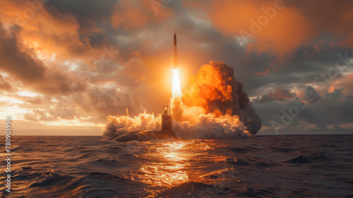 Long-range Missile Launch from Submarine © EwaStudio