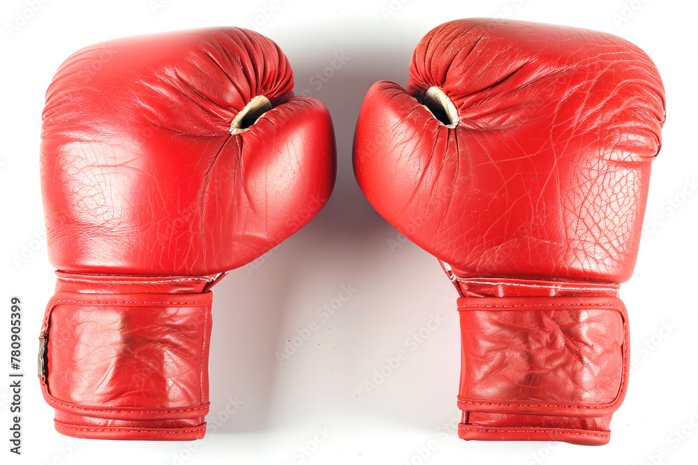 Red boxing gloves isolated on white background