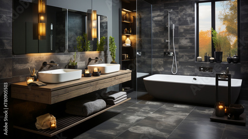 Modern shower room. Stylish bathroom