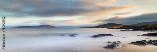 Surreal sunrise on Traigh Bheag Scottish beach outer hebrides