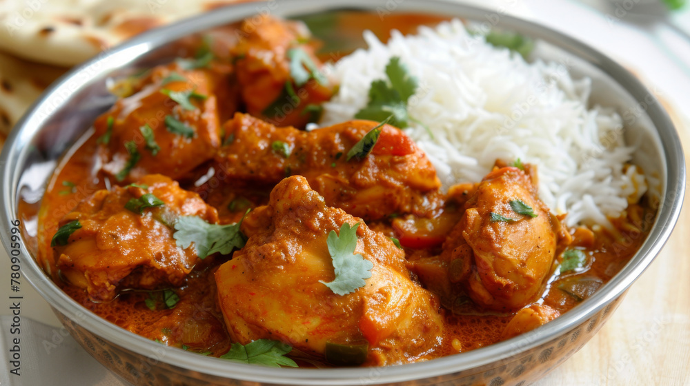 Traditional pakistani chicken curry with rice Traditional pakistani chicken curry with rice