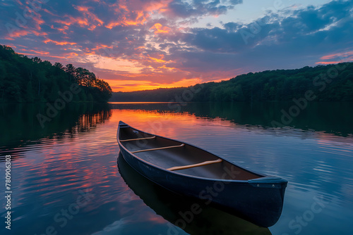 a canoe on a lake photo