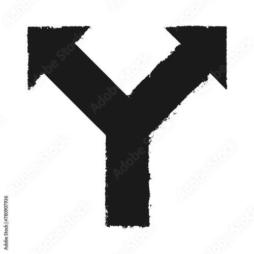 Distressed Grungy Fork Arrow Silhouette Icon