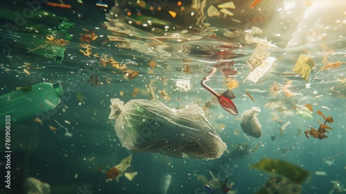 Plastic Pollution in Ocean Depths photo
