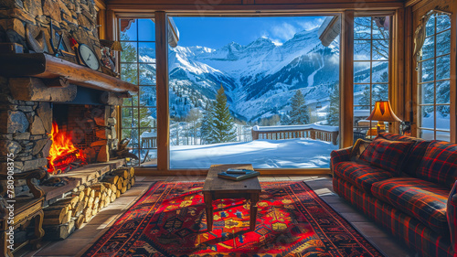 Nestled in Paradise. Cozy Living Room in Chalet-Style © EwaStudio