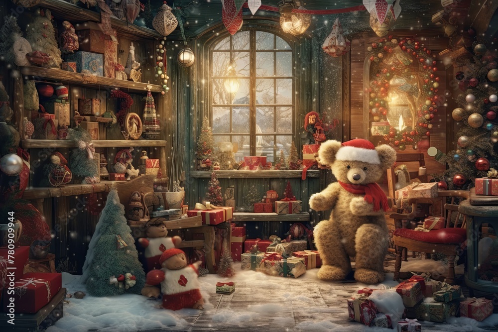 Christmas Scene  A Teddy Bear's Winter Wonderland