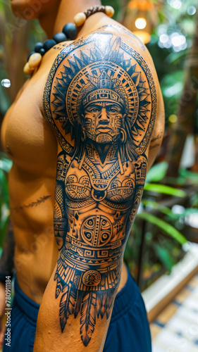 Upper Arm Tattoo in Polynesian Style © EwaStudio