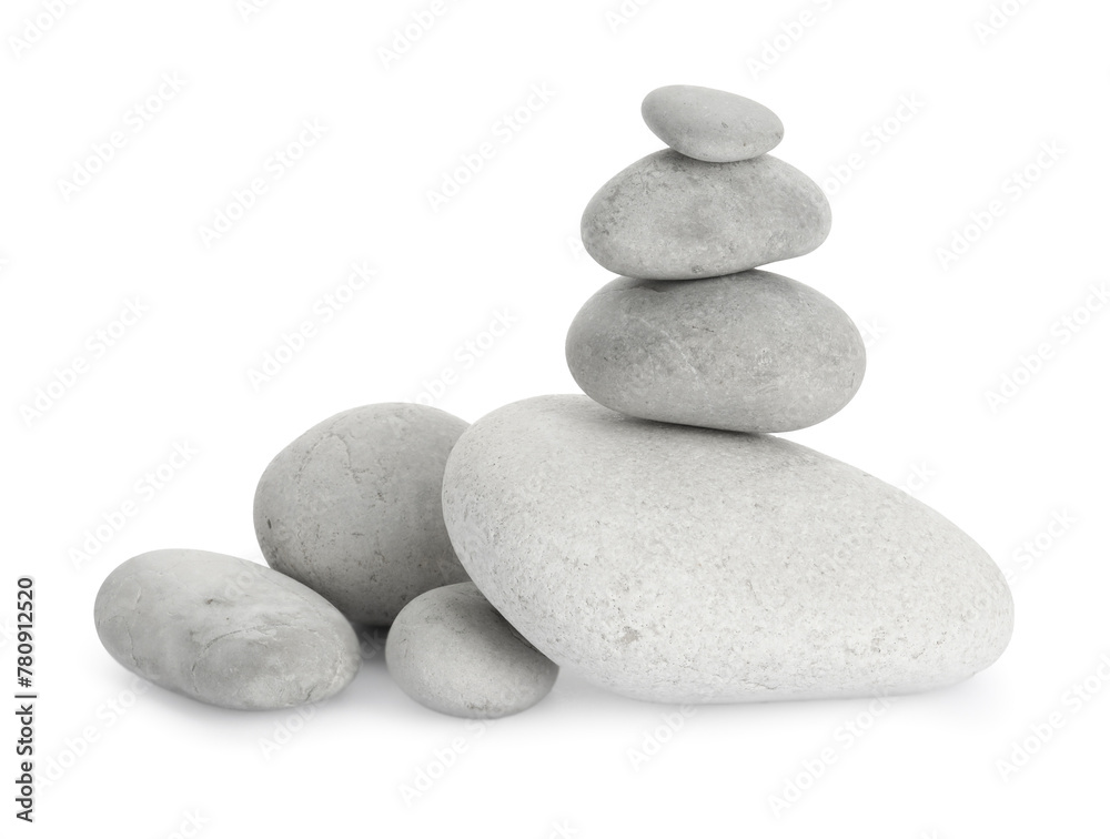 Group of different stones isolated on white Group of different stones isolated on white