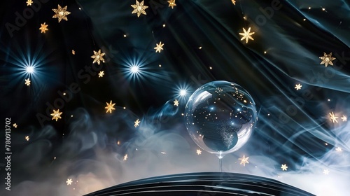 A glass ball surrounded by stars