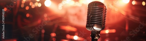 Classic microphone under a spotlight, setting the scene for a soulful music performance with a retro vibe