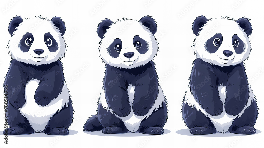 Obraz premium funny comic panda stickers collection