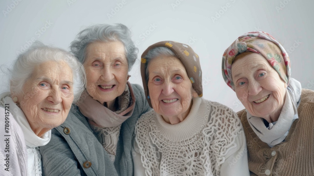 A group of elderly women posing for a picture together. Generative AI. A group of elderly women posing for a picture together. Generative AI.