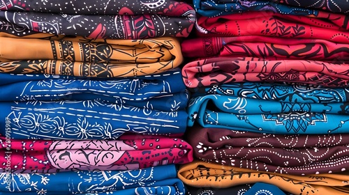 A stack of colorful bandanas