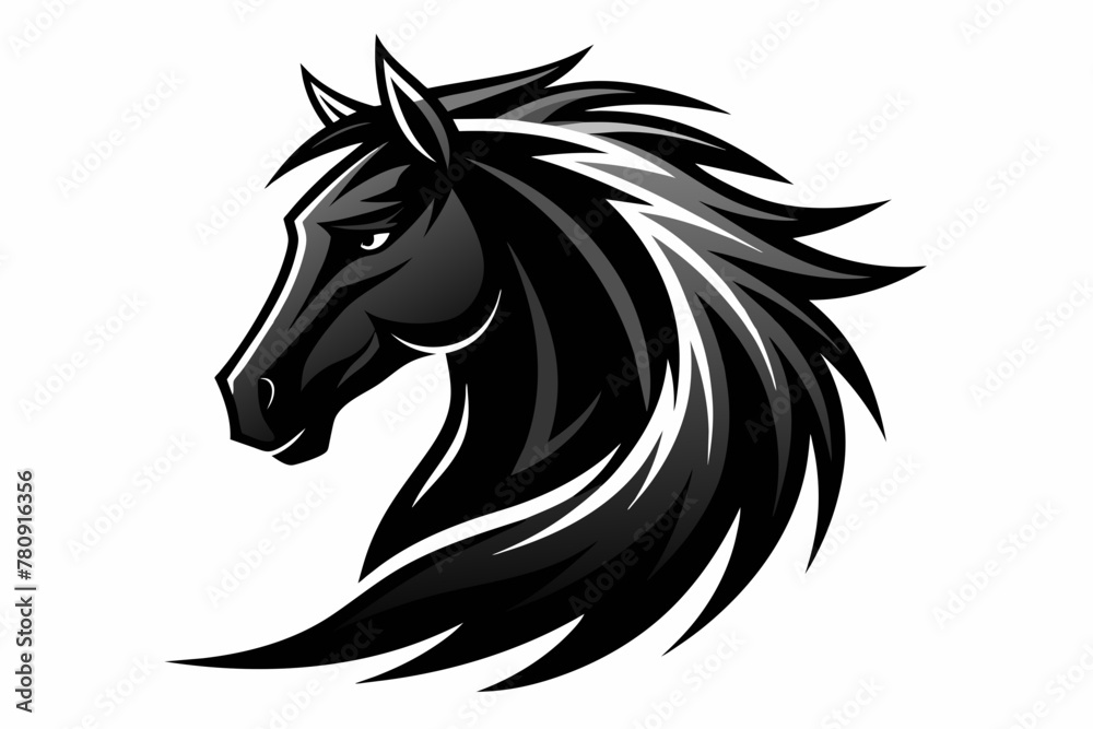 Stylized Black Horse Head Silhouette Stylized Black Horse Head Silhouette