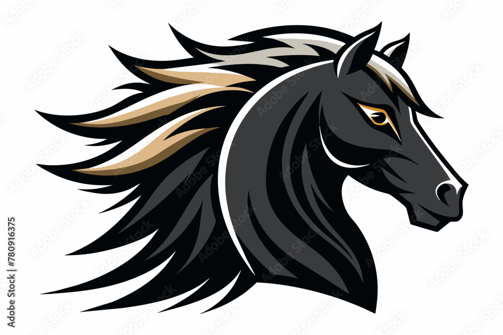 Stylized Black Horse Head Silhouette Stylized Black Horse Head Silhouette