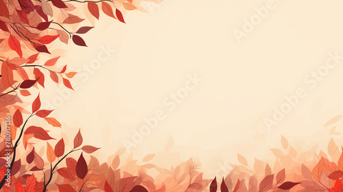 Autumn Leaves Border  Warm Tones  Seasonal Fall Design with Copy Space.