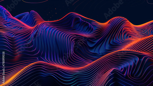 Vibrant neon wave abstract background