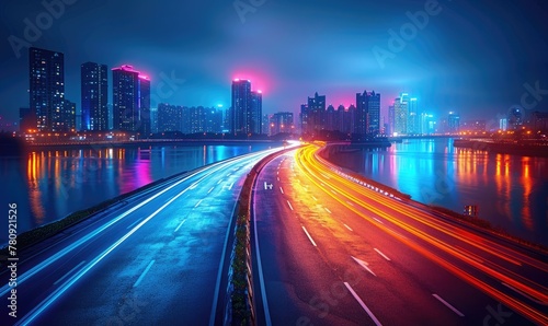 Light trails on a city stre...