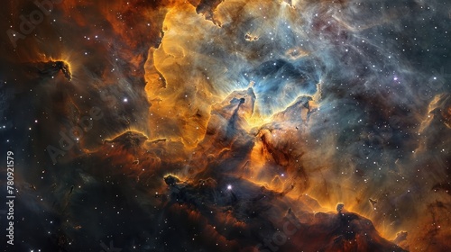 Spectacular Cosmic Nebula with Swirling Gases and Vibrant Celestial Hues in the Vast Universe