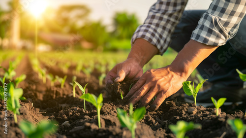 person planting flowers in the garden