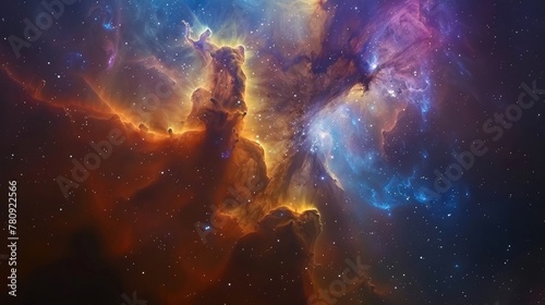 Mesmerizing Cosmic Nebula Cloud Filled with Vibrant Interstellar Colors and Celestial Energy © Sittichok