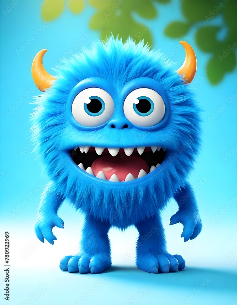 A Blue cartoon monster animal