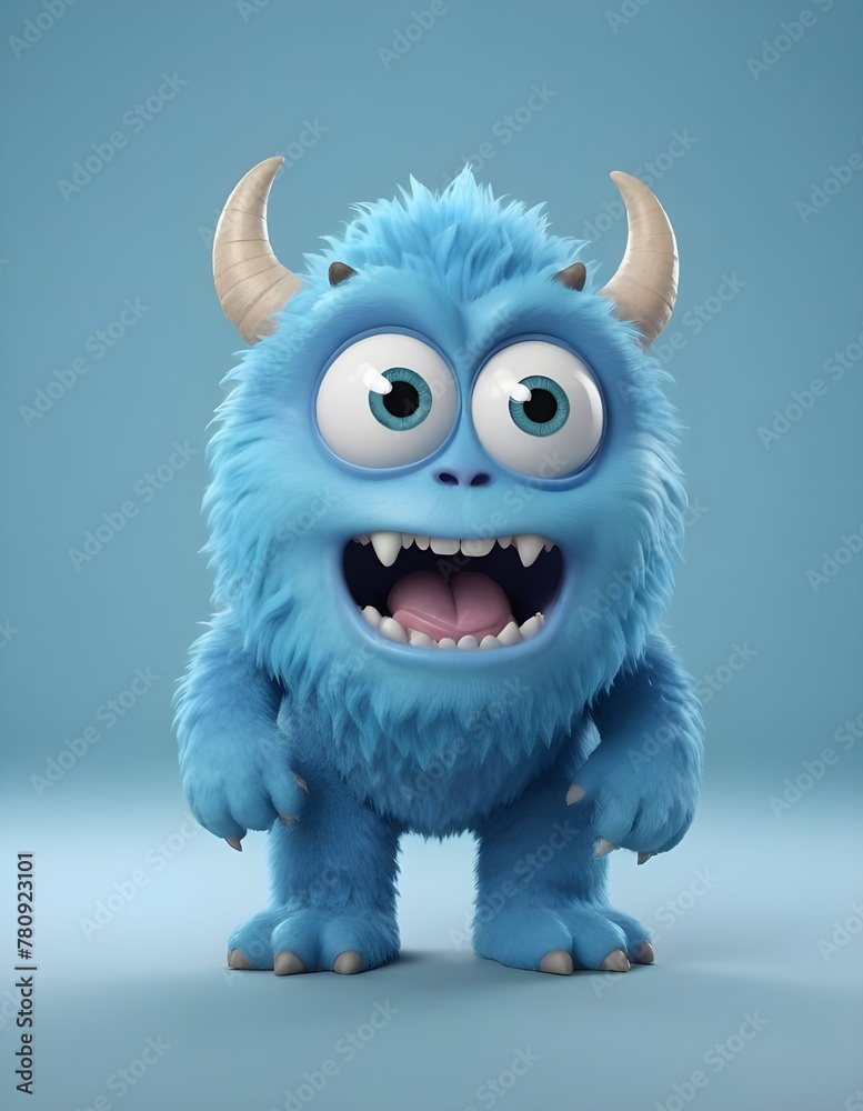 Fototapeta premium A Blue cartoon monster animal