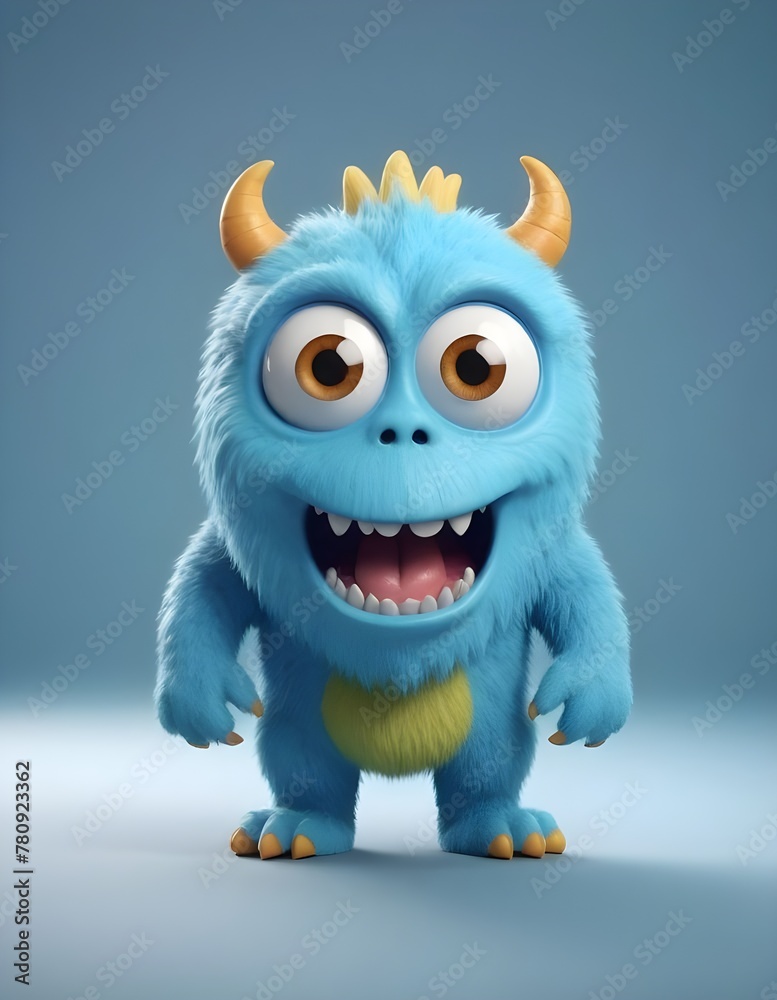 A Blue cartoon monster animal