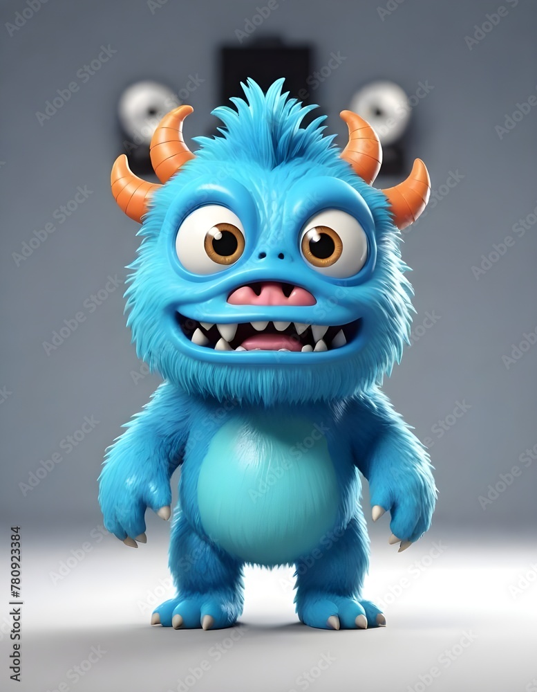 A Blue cartoon monster animal A Blue cartoon monster animal