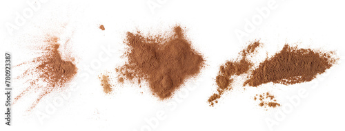 Set cinnamon powder scattered isolated on white, texture  © dule964