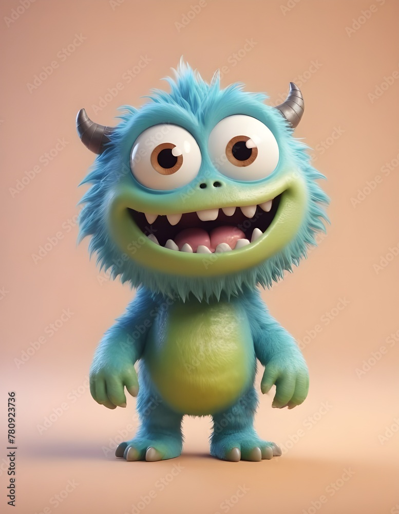 A Blue cartoon monster animal