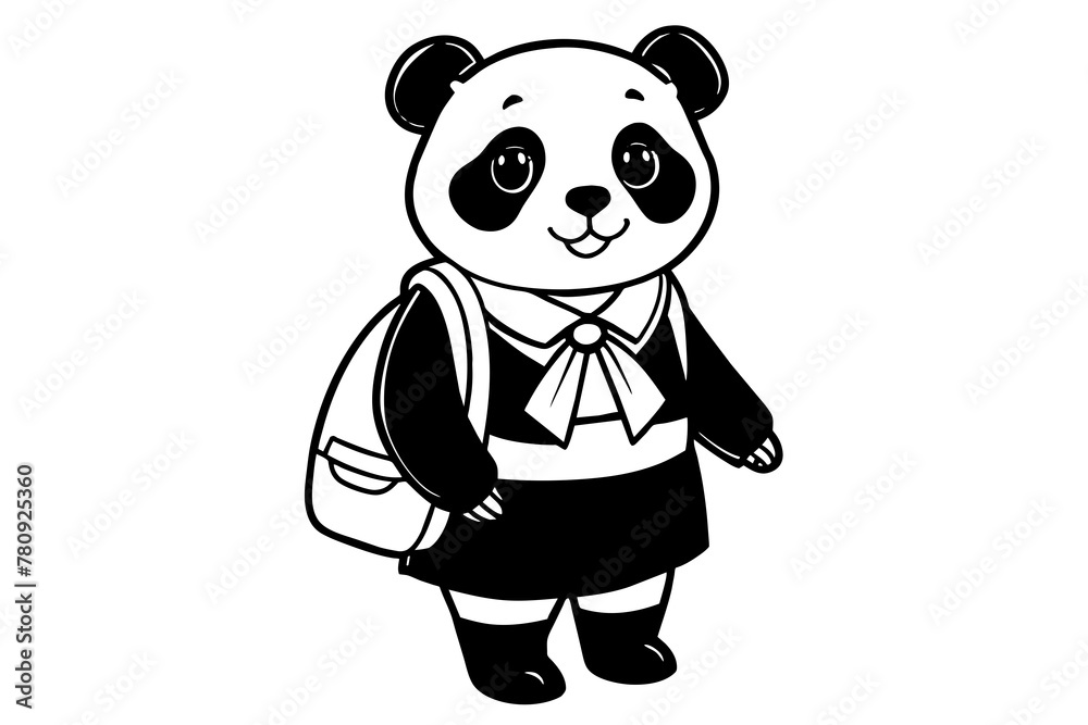 Cute panda t in School Uniform with Bag Cute panda t in School Uniform with Bag