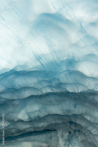 Blue and white close up of glacier in New Zealand
