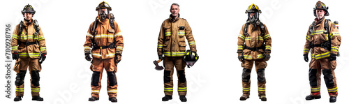 A full-length standing firefighter is a PNG image with a transparent background