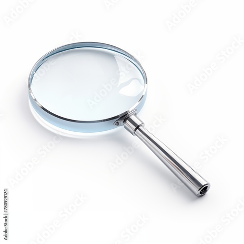 Magnifying glass, loupe with handle isolated on white background.