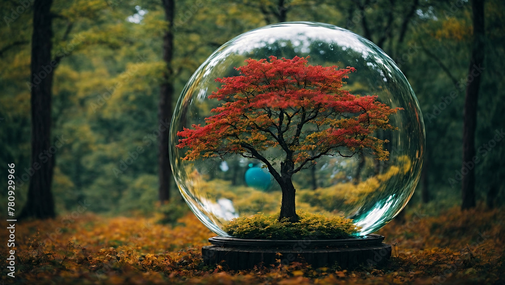 tree inside a bubble in forest
