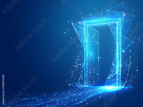 Open door at digital path, concept