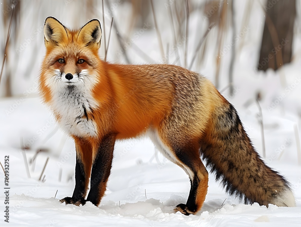 Obraz premium Red fox in snow