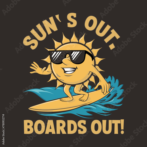 surfing 2024 sunny color scheme  illustration, Sun’s out, boards out