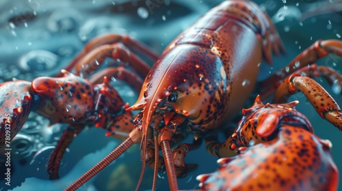 A detailed view of a lobster in its natural habitat. Ideal for seafood industry promotions photo