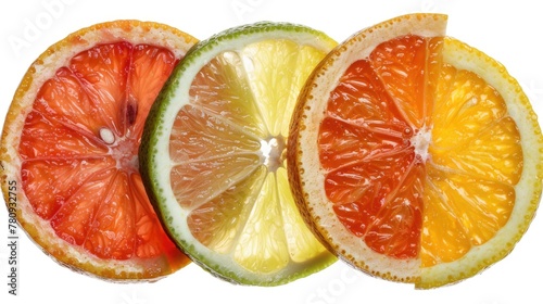 Fresh oranges and limes cut in half. Suitable for food and beverage concepts