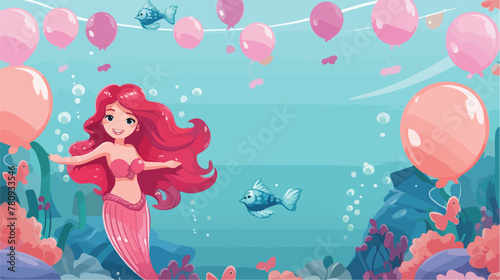 Birthday party invitation templates. mermaid concep