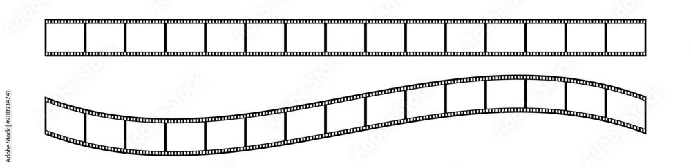 35mm film strip in 3d vector design with 15 frames on white background. Black film reel symbol illustration to use in photography, television, cinema, travel, photo frame. 