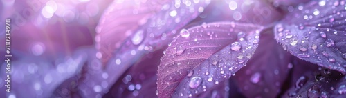 purple light color nature , drop water on leaves , light purple water flow background