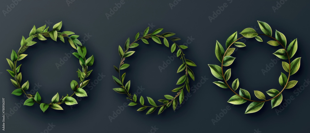 Number made of three green leaves, suitable for nature or environmental concepts