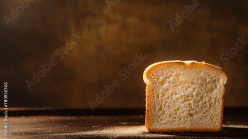 Freshly baked slice of bread, warm and fluffy from the oven photo