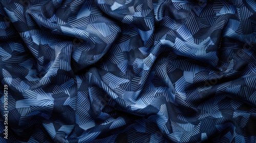 Close up of a blue tie on a bed, perfect for fashion or menswear concepts