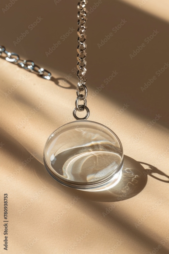 Close up of a glass of water on a chain. Suitable for hydration concept Close up of a glass of water on a chain. Suitable for hydration concept