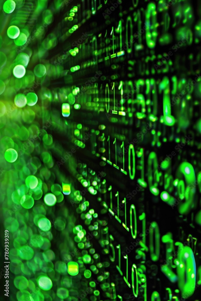 Close up of a computer screen with glowing green lights. Perfect for technology and digital concepts Close up of a computer screen with glowing green lights. Perfect for technology and digital concepts