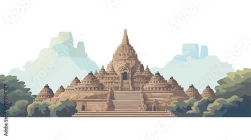 Borobudur or Barabudur is a 9th-century Mahayana Bu photo